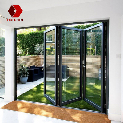 Thermal Insulation Tempered Glass Patio Accordion Folding Doors For Front Garden